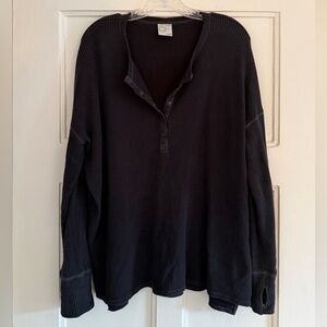 Aerie Waffle Knit Black Long Sleeve
